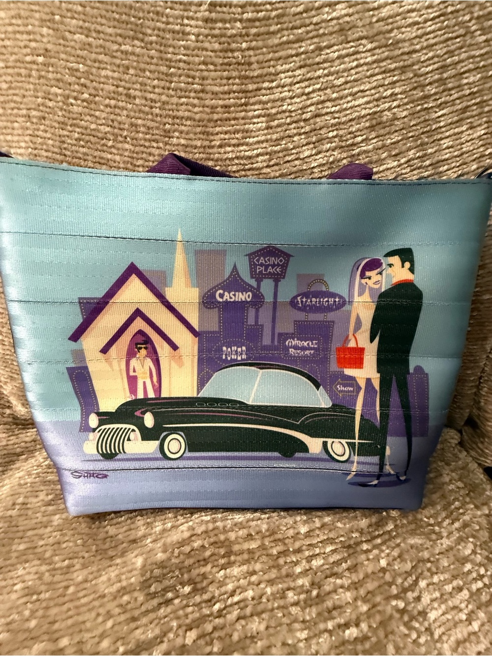 Harvey’s Shag Wedding Chapel Las Vegas Medium Streamline Tote SHAG Josh Agle